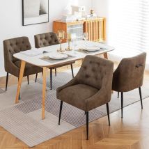 Dyhome - Lot de 4 chaises de salle à manger avec pieds en métal noir, chaises de cuisine modernes avec dossier, chaises de salon/salle à manger,taupe