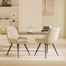 Lot de 2 chaises de salle à manger, chaise de cuisine avec dossier, chaise de salon ergonomique, chaise en Tissu, beige