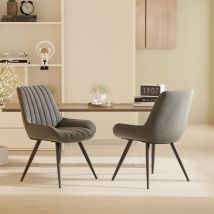 Lot de 2 chaises de salle à manger, chaise de cuisine avec dossier, chaise de salon ergonomique, chaise en Tissu, Noir