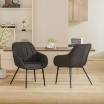 Lot de 2 Chaises de Salle à Manger, Chaises de Cuisine avec Dossier et Accoudoirs, Chaises Rembourrées Ergonomiques,Noir