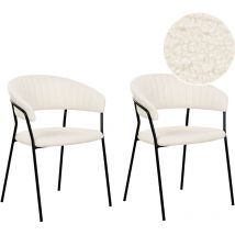 Beliani - Lot de 2 Chaises de Salle à Manger en Boucle Blanc Cassé Dossier Nervuré Mariposa
