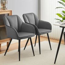 Clipop - Lot de 2 chaises de salle à manger en velours avec accoudoirs - Avec siège rembourré, dossier, pieds en métal, réception du salon, salle à