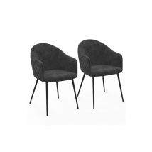 Idmarket - Lot de 2 chaises de salle à manger, fauteuils de table moly en velours gaufré gris foncé