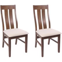 Lot de 2 chaises de salle à manger HHG 675, chaise de cuisine, tissu/textile bois massif, bâti foncé, crème