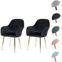 Mendler - Lot de 2 chaises de salle à manger HWC-F18, chaise de cuisine, design rétro velours gris, pieds do