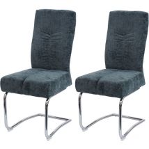 Lot de 2 chaises de salle à manger HW C-G56, chaise de cuisine cantilever chaise inclinable, métal tissu/textile chenille