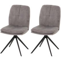 Lot de 2 chaises de salle à manger HW C-M68, fauteuil de cuisine, pivotant Auto-Position, métal tissu/textile gris