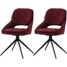 Lot de 2 chaises de salle à manger HW C-N73, chaise de cuisine, pivotante Auto-Return, tissu/textile chenille (490g/m²) o