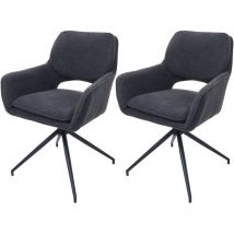 Lot de 2 chaises de salle à manger HW C-N74, chaise de cuisine, pivotante Auto-Return, tissu Bouclé (540g/m²) Oeko-Tex