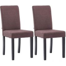 Décoshop26 - Lot de 2 chaises de salle à manger design moderne en tissu marron et pieds en bois noir 100001556