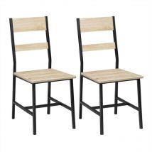 Lot de 2 Chaises de Salle à Manger Klihome Chaises de Cuisine Ergonomiques en Métal et Bois,Chêne Clair