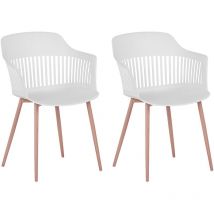Set de 2 Chaises de Salle à Manger en Plastique Blanc avec Pieds en Métal Effet Bois Design Moderne et Scandinave Tendance Beliani