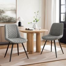 Lot de 2 chaises de salle à manger tapissées en éco-cuir, chaise avec dossier pour salon, chambre, cuisine, gris clair