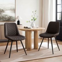 Lot de 2 chaises de salle à manger rembourrées en similicuir, chaise à dossier pour salon, chambre, cuisine, gris foncé