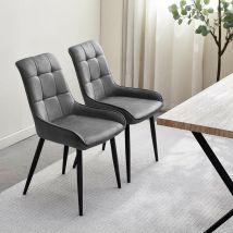 Clipop - Lot de 2 Chaises de Salle à Manger, Rembourrées en Velours Chaise de Cuisine avec Dossier Doux et Pieds en métal pour Salle à Manger,gris