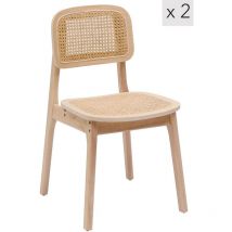 Nordlys - Lot de 2 Chaises de Salle a Manger Scandinave en Bois Massif