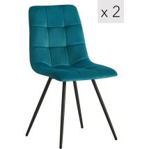 Nordlys - Lot de 2 Chaises de Salle a Manger Scandinaves Capitonnees Metal