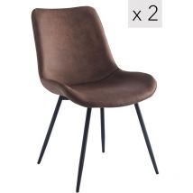 Lot de 2 Chaises de Salle a Manger Scandinaves Pieds Metal Noir - Nordlys