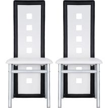 Lot de 2 chaises de salle a manger-Simili Blanc/noir-Style contemporain-six trous