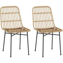 Lot de 2 chaises de salon style bohème chic résine tressée aspect rotin