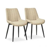 Clipop - Lot de 2 chaises de salle à manger en cuir avec dossier et assise rembourrée, 53x43x89cm, Beige