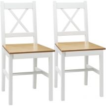 Lot de 2 chaises de salle à manger esprit campagne dossier croisé bois pin blanc