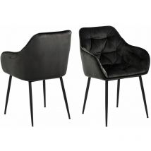 Lot de 2 Chaises de salle à manger Florie avec accoudoirs effet velours