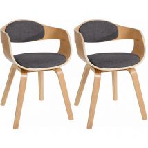 Lot de 2 chaises de salle à manger Kingston en Tissu Nature / Gris clair Nature