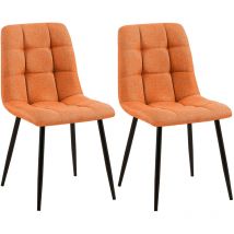 Lot de 2 chaises de salle à manger Tilde avec Piètement en métal noir Orange Tissu