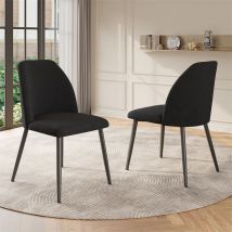 Lot de 2 chaises de salle salle à manger, chaise avec dossier pour salle à manger, cadre en métal, en tissu velours, 48x45x86cm, noir
