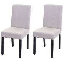 2x chaise de salle à manger chaise de cuisine Littau, textile, beige crème, pieds foncés