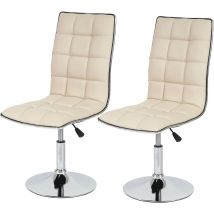 Mendler - Lot de 2 chaises de séjour ou de salle à manger HWC-C41, style rétro, similicuir - crème
