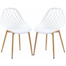Lot de 2 Chaises Design Blanc Plastique Scandinave Chaise de Salle à manger