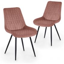 Deco In Paris - yola - Lot de 2 chaises design en velours rose yola