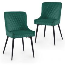 Deco In Paris - jenny - Lot de 2 chaises design en velours vert jenny