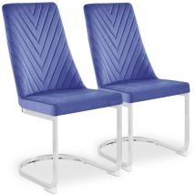 Cotecosy - Lot de 2 chaises design Mistigri Velours Bleu