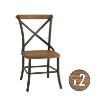 Trigano - Chaises d'extérieur aluminium et teck x2 Castelo - Marron
