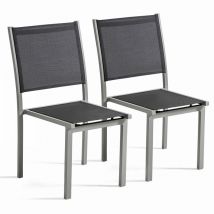 Oviala - Lot de 2 chaises de jardin en aluminium et textilène gris
