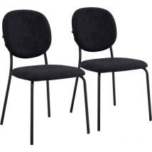Oviala - Lot de 2 chaises en acier et tissu noir