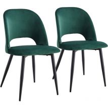 Oviala - Lot de 2 chaises en acier et velours vert
