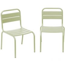 Sweeek - Lot de 2 chaises en métal vert clair pour enfant. salon de jardin enfant