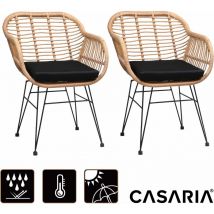 2x Chaise de jardin salle à manger polyrotin fauteuil intérieur extérieur résistant aux uv salon de jardin - Casaria