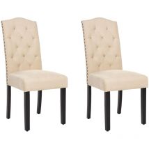 Lot de 2 Chaises Shirley Tapissées en Tissu Beige de Qualité Confort d'Assise Optimal et Élégance pour Salle à Manger Rétro Glamour Beliani