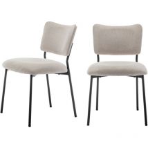 Drawer - Lot de 2 chaises en tissu et métal - Beige - Vander
