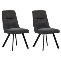 Meubletmoi - Lot de 2 chaises en tissu gris anthracite chiné pieds évasés - marta