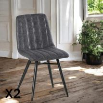Pier Import - Lot de 2 Chaises en tissu gris et pieds métal évasés 45x54x88cm kerala