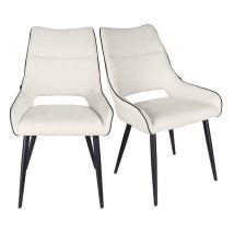 Meubletmoi - Lot de 2 chaises en tissu écru avec pieds métal noir - anaïs 2