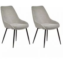 Meubletmoi - Lot de 2 chaises en tissu gris et pieds fins en métal noir - jazzy 2