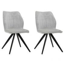 Meubletmoi - Lot de 2 chaises en velours doux gris pied croix métal noir - james