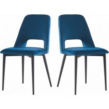 Habitat Et Jardin - Lot de 2 Chaises en velours 'Fedora' - Bleu foncé